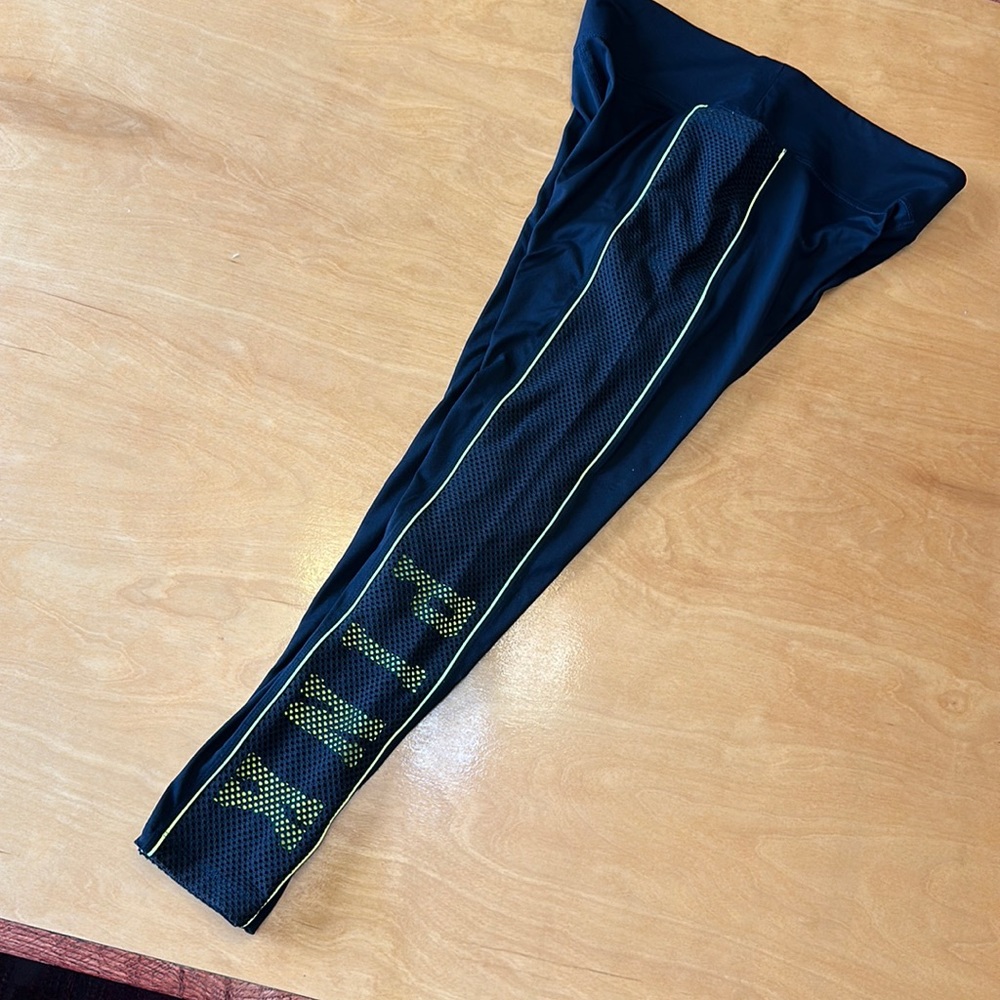 PINK Victorias Secret black leggings with yellow trim